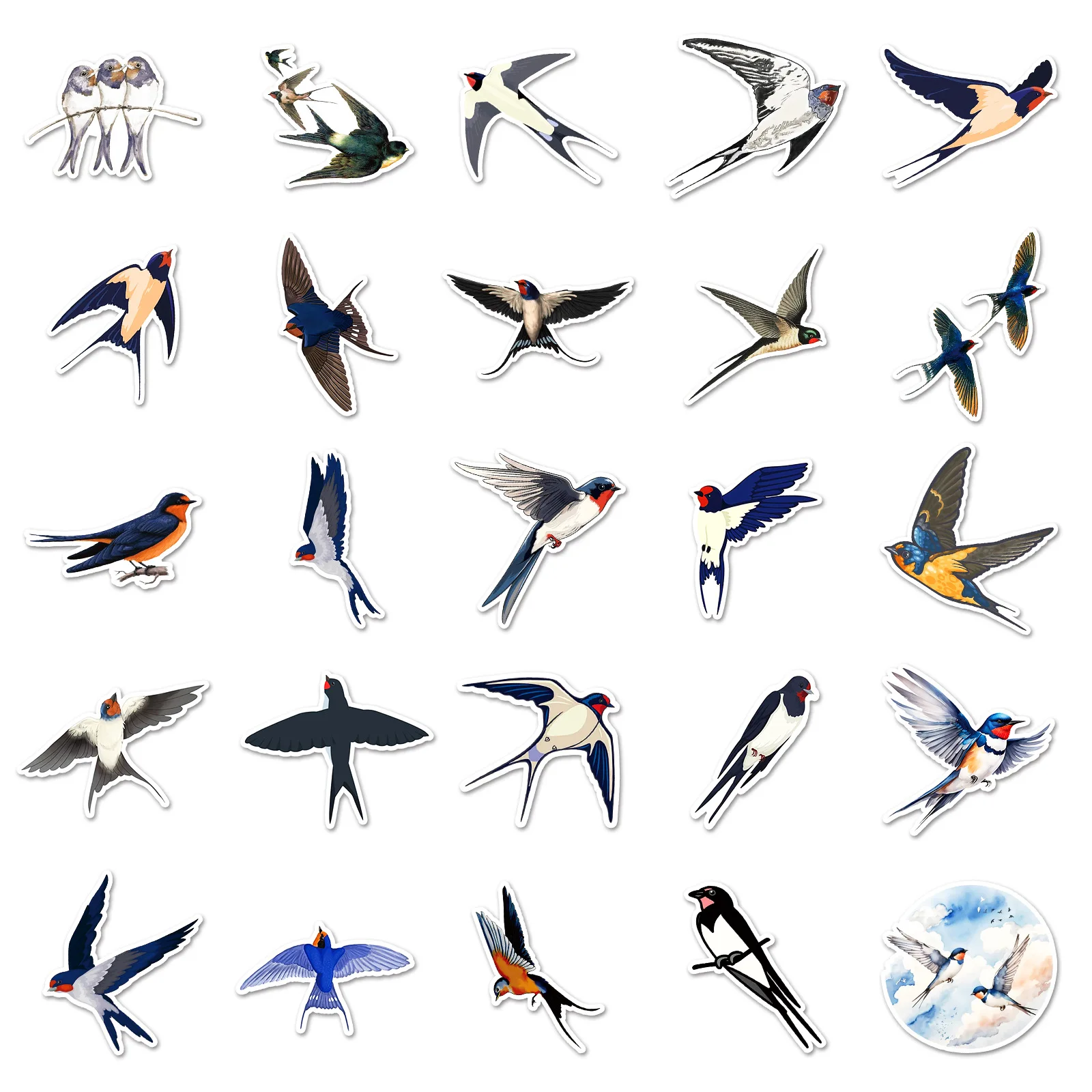 10/30/50PCS Swallow Cartoon Stickers Animal Graffiti Sticker Luggage Laptop Phone Guitar Car Bike Skateboard Decals Kids Toy