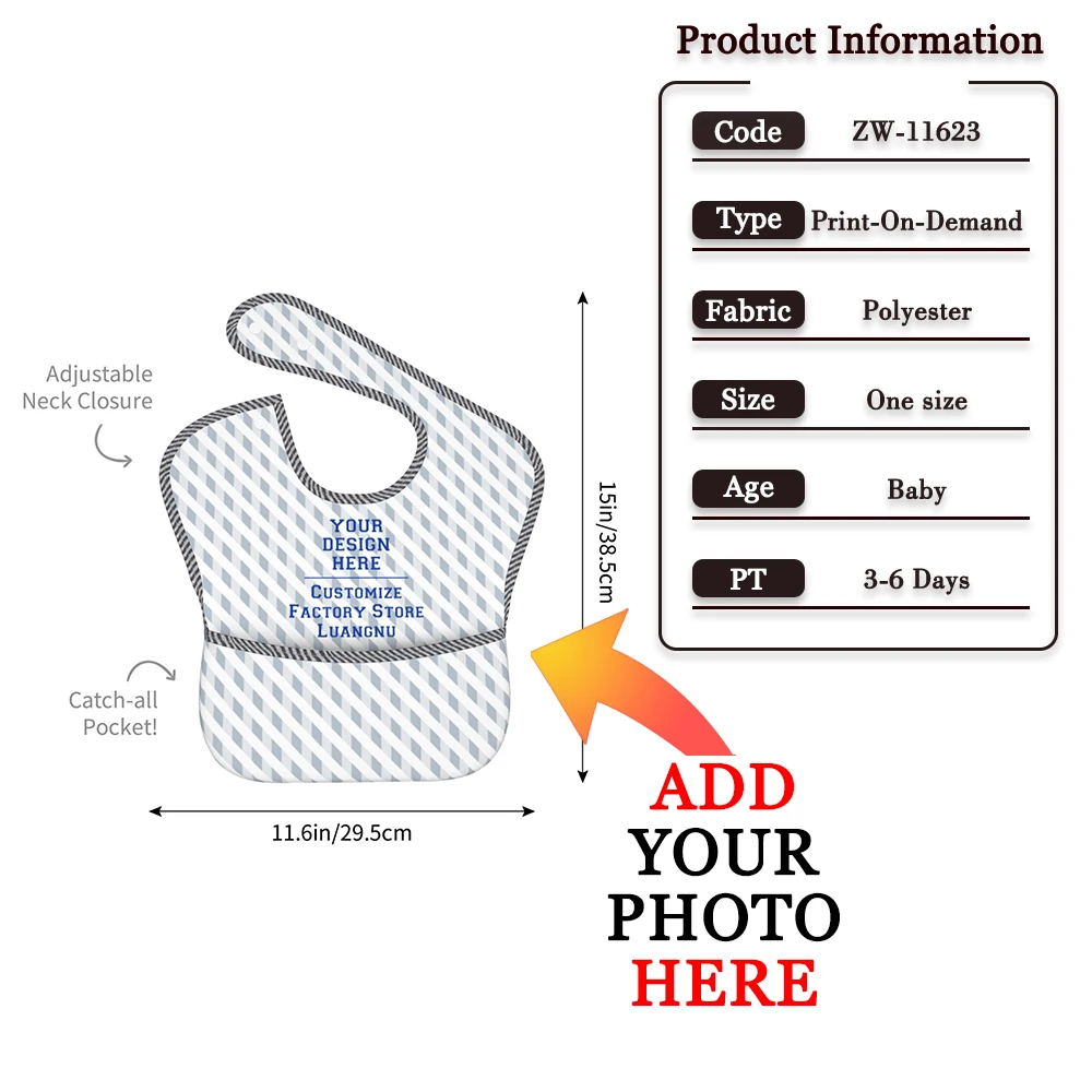 Customise Baby Bibs DIY Waterproof Feeding Bib Custom Adjustable Baby Bib Baby Newborn Items Personalized New Mom Gifts