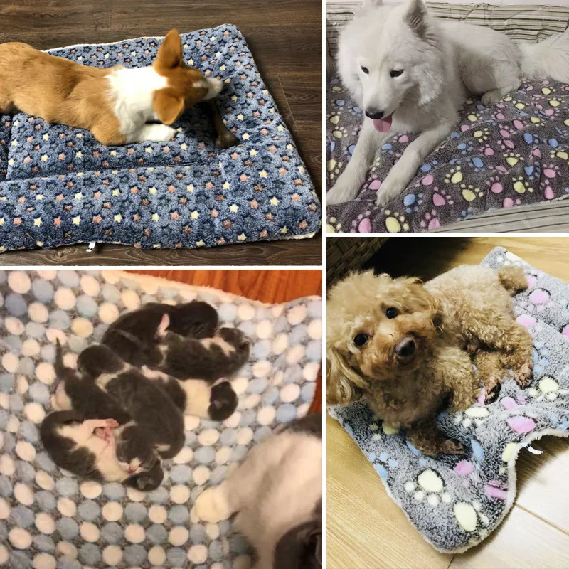 Pet Sleeping Pad Soft Flannel Thickened Pet Fur Pad Pet Blanket Mattress Dog Cat Sofa Pad Family Carpet Warm Dog Pillow