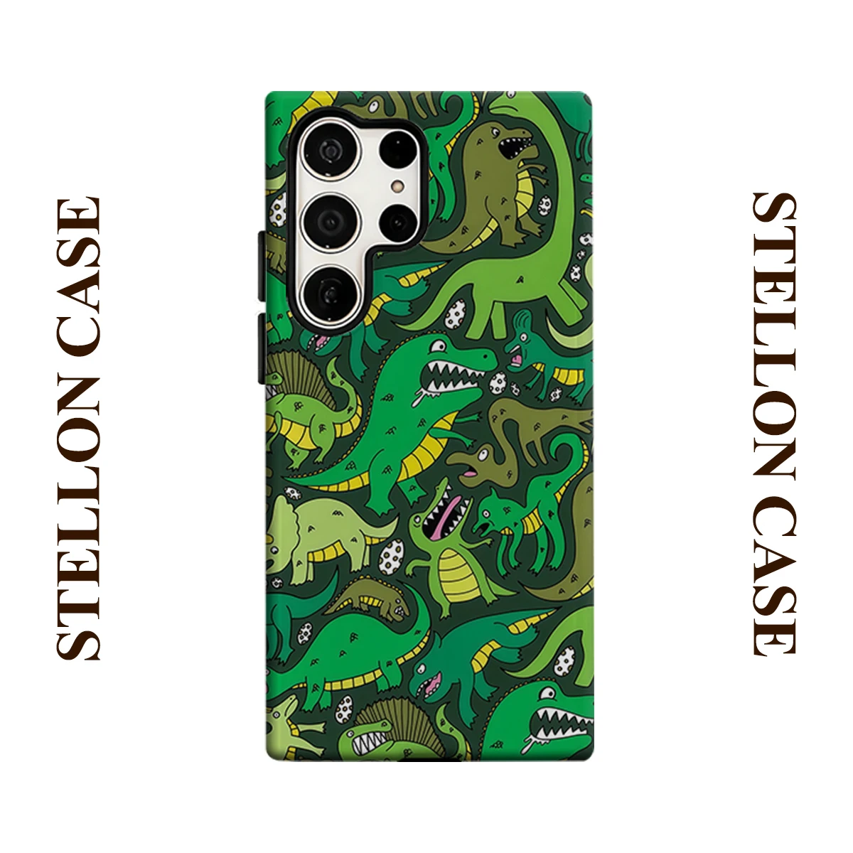 Dino Pattern Phone Case for Samsung Galaxy S26 S25 Ultra S24 S23 Ultra Plus Glossy Double-layer Back Cover