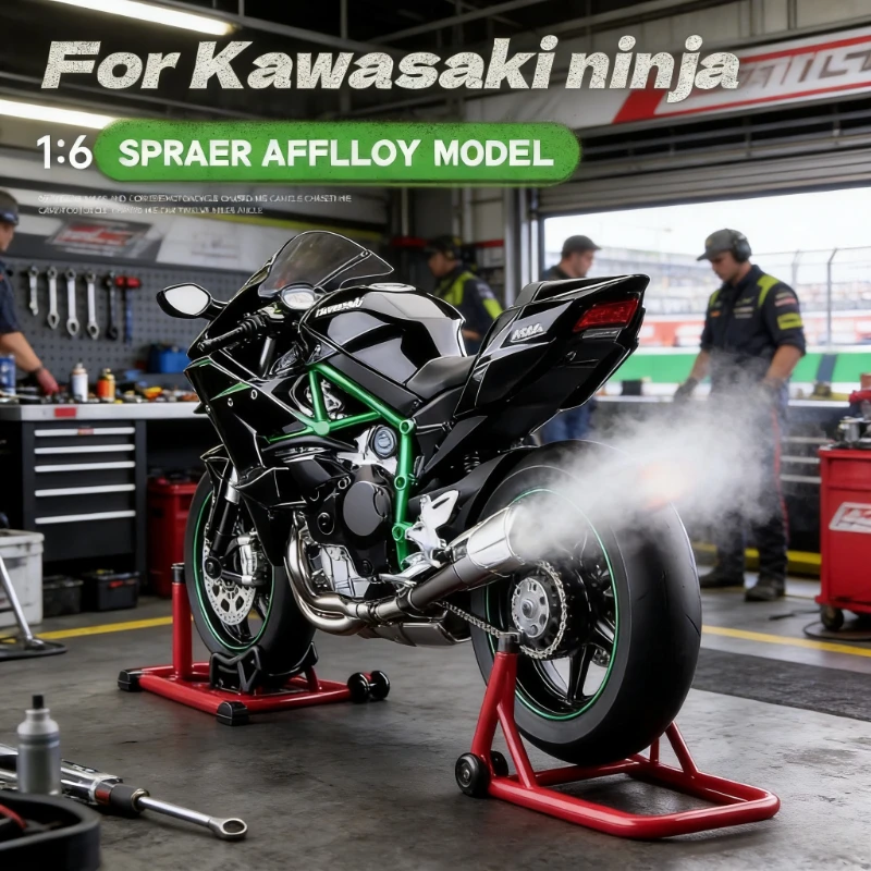 

FOR Kawasaki Ninja H2R Bootable Sprayable Dynamic Alloy Metal Diecast Motorcycle Model Light And Sound Birthday Gift Box For Boy