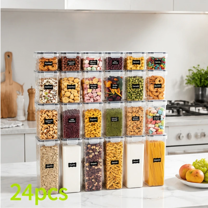 

24PCS Clear Storage Boxes with Lids, Stackable Organizer for Home, Office, Desktop or Bathroom, Durable Multi-Purpose Storage