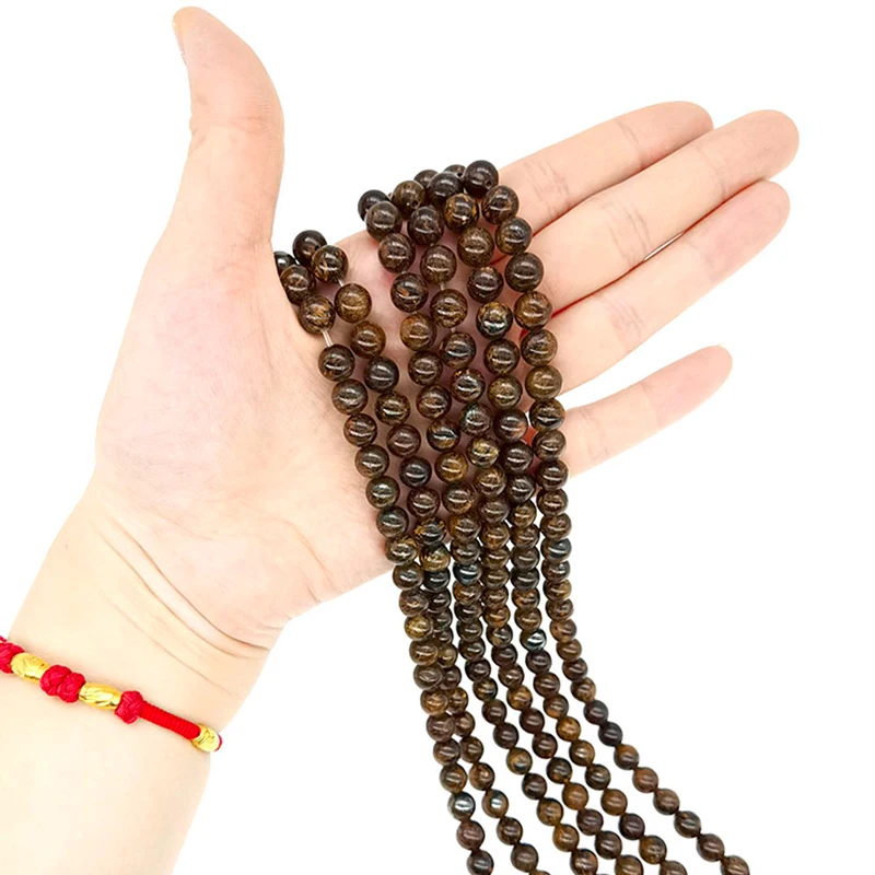 

Натуральный камень, бронзовый круглый свободный бисер, 4-12 мм, разделительные бусины для изготовления ювелирных изделий своими руками, браслетов, разноцветные бусины