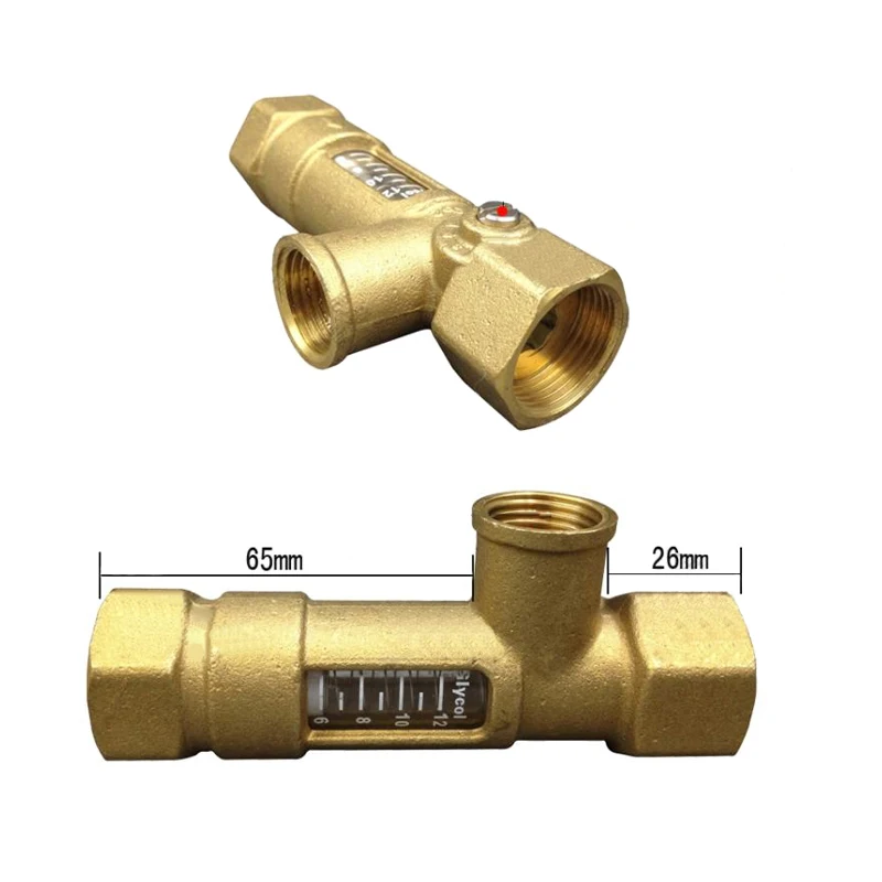 Full copper steel glass flow meter DN15Solar Flow Meter Flow Regulator Flow valve Brass manifold solar water heating system