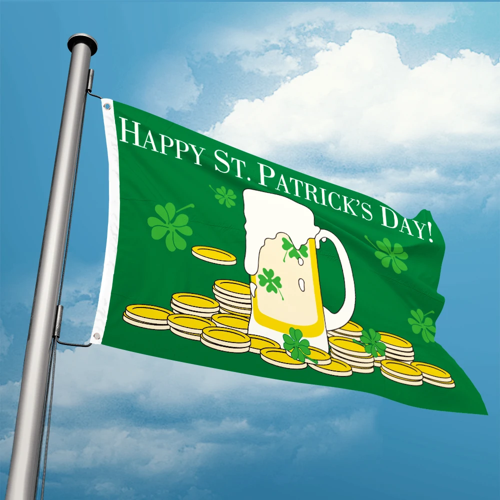 Happy St Patricks Day Flag Outdoor Flag 3ft x 5ft Polyester Banner Flying 150* 90cm Custom Double Stitching Resistance