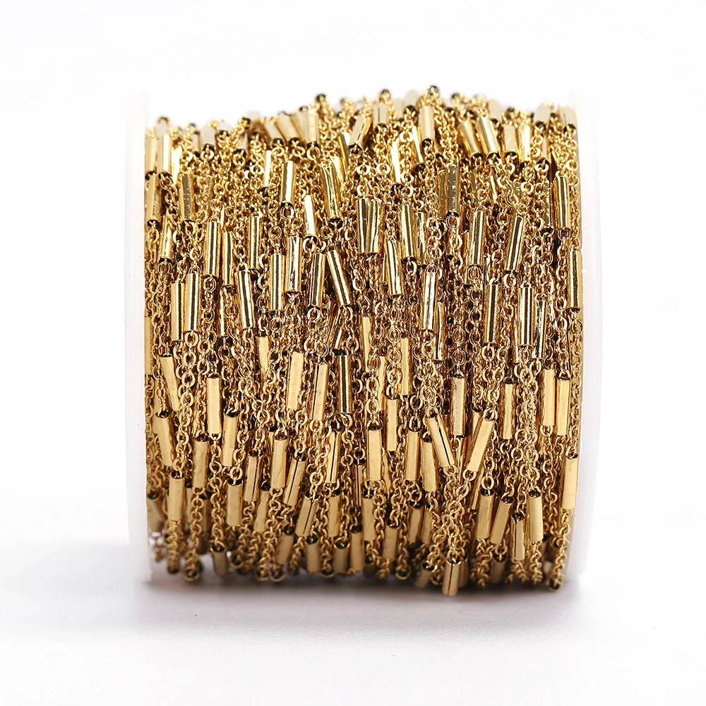 Kein Verblassen, 2 Meter Edelstahlketten für die Schmuckherstellung, DIY-Halskette, Armband, Zubehör, Goldkette, Lippen, Perlen, Perlenkette