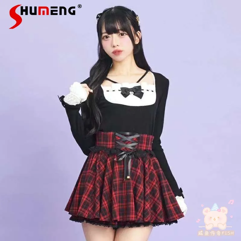 

Японский стиль Mines, Mass-Produced Sweet SC, вязаные топы с квадратным вырезом и бантом, с длинными рукавами, тонкие универсальные пуловеры в стиле Лолиты, рубашка для женщин