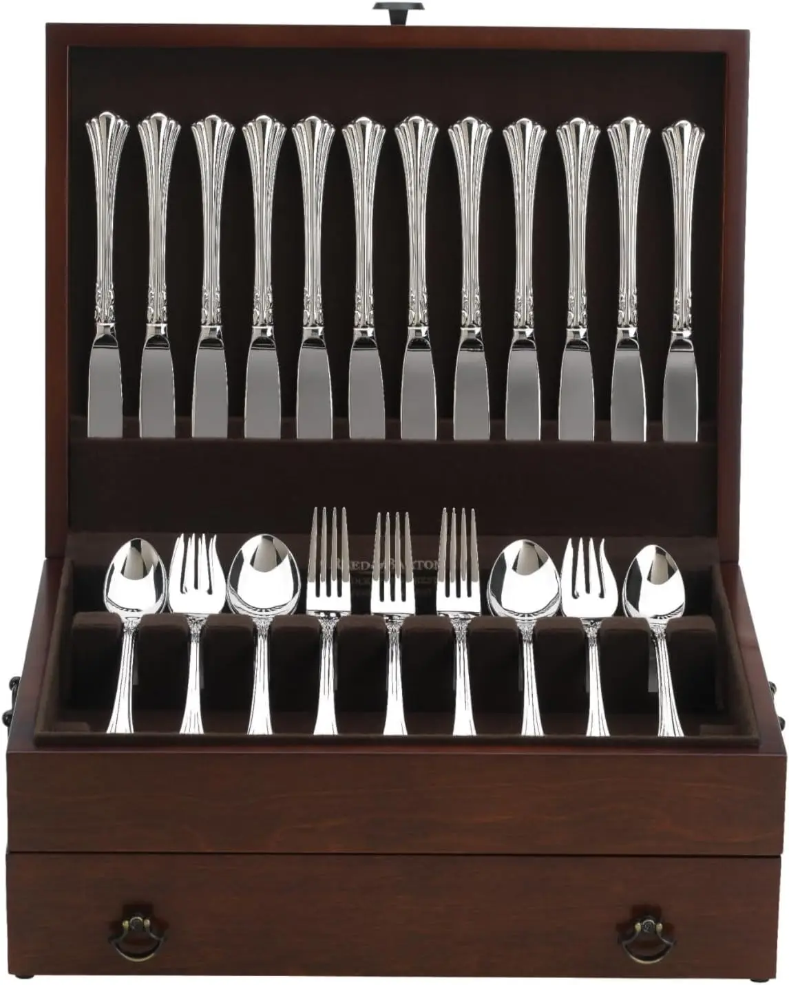 43M Bristol Grande Mahogany Flatware Chest,Brown