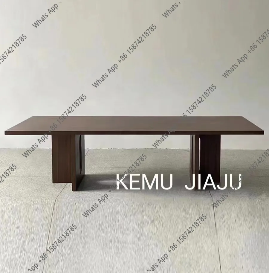 

AWabi Sandy Wind Solid Wood Dining Table Restaurant Long Table Log Conference Table Modern Simple Negotiation Office Tea