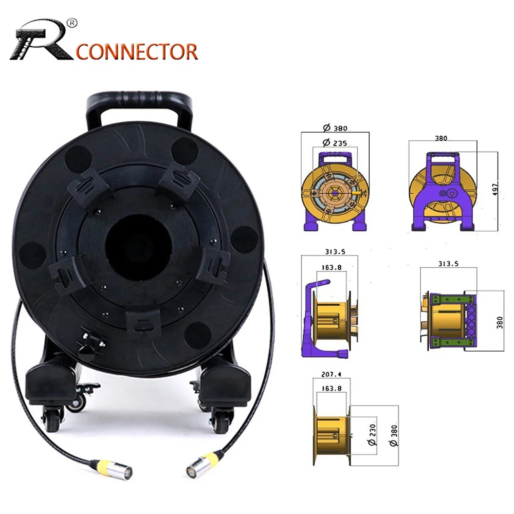 Outdoor STP RJ45 Cat.6A Ethercon Extension Cable RJ45 Ethernet Network Cord with PCD380 Drum with Wheel for LED Stage