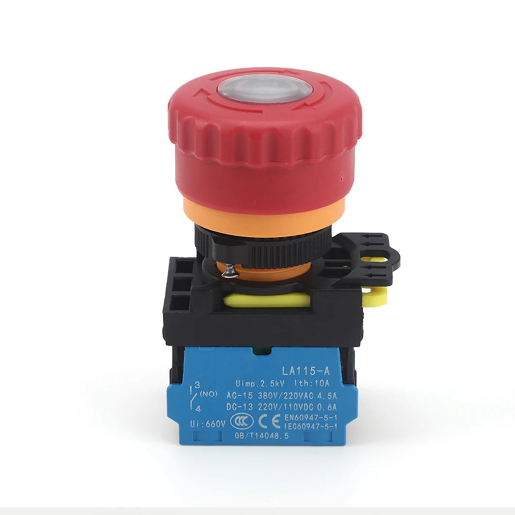 ABILKEEN 22mm Emergency Stop Knob 1NO/1NO1NC Latching Type Rotary Emergency Stop Switch with LED Light Power Control Switch