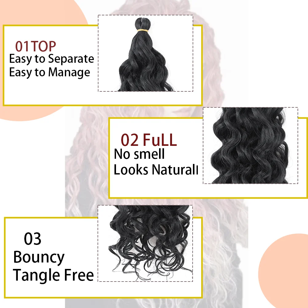 Curly Crochet Hair Extesion 18&24 Inch Hawaii Ocean Wave Braiding Hair Goddess Locs Synthetic Hair Boho Style Hairpiece For Wome