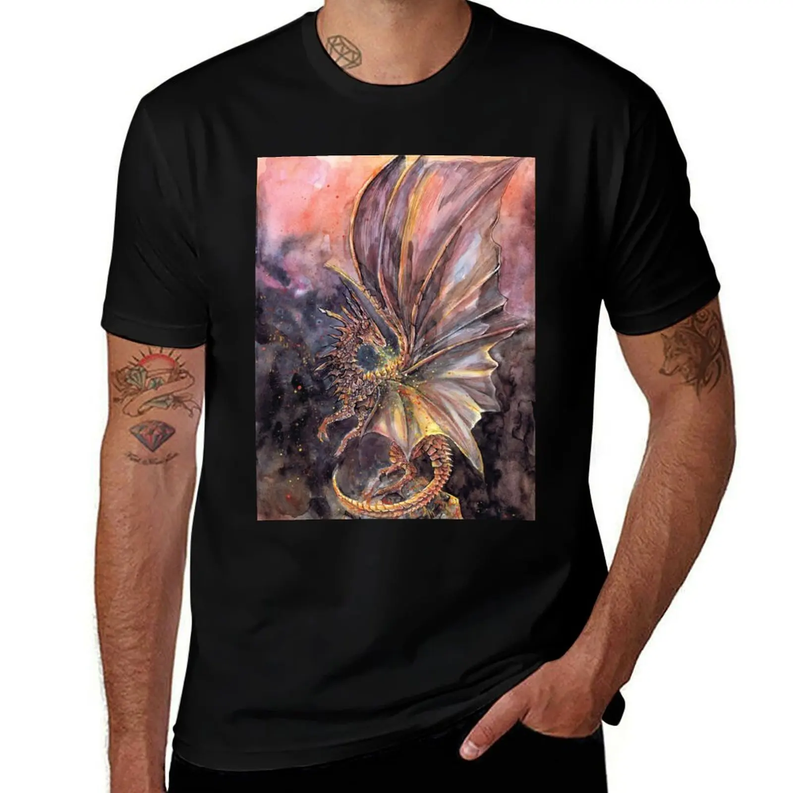 Dark Lava Dragon T-Shirt Stylish Graphic Short Sleeve Top T-Shirt