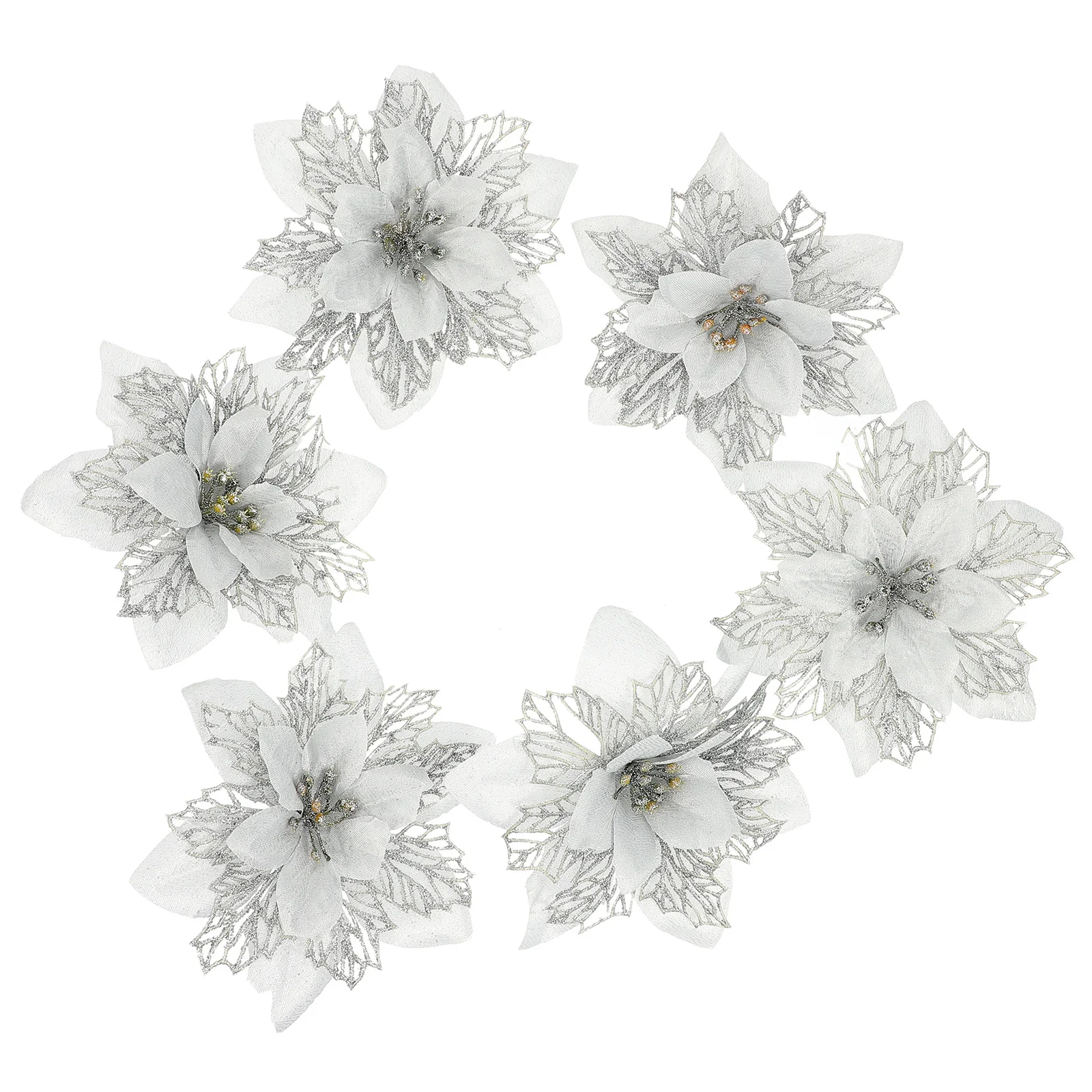 

10Pcs Christmas Artificial Flower Decoration Gold Powder Simulation Flower Xmas Tree Ornaments Party Supplies Decoration