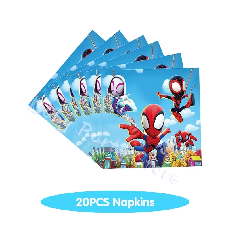 Spidey And His Amazing Friends Birthday Decorations Tableware Kit Plates Cups Backdrop Balloons borthday Party Supplies gifts view 5