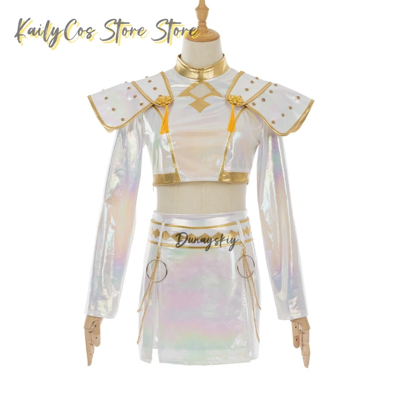 Kids White Performance Costume KPOP Huntrix Zoey Cosplay Costume Wig KPop Demon Hunters Uniform Halloween Party