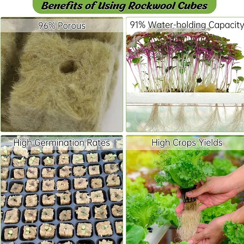 72Pcs Hydroponic Rockwool Cubes for Indoor Herb Vegetable Growing for Hydroponics Supplies with Net Pots Complete Starter Kit