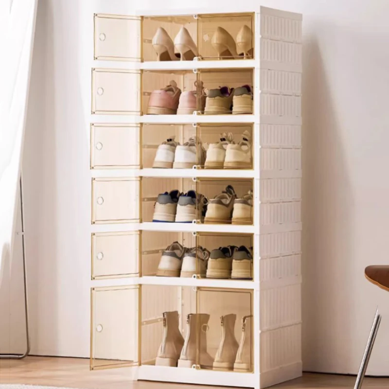 Folding Transparent Shoe Cabinet Simple Space Saving Multi Layer Shoe Cabinet Storage Door Organizador De Zapatos Furniture