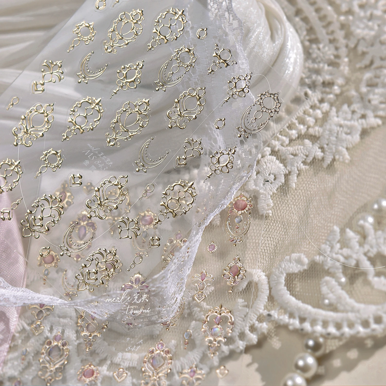 1 個 5D 額縁スタイルネイルアートステッカーレリーフネックレス宝石ネイルアートアクセサリー気質ガールステッカー