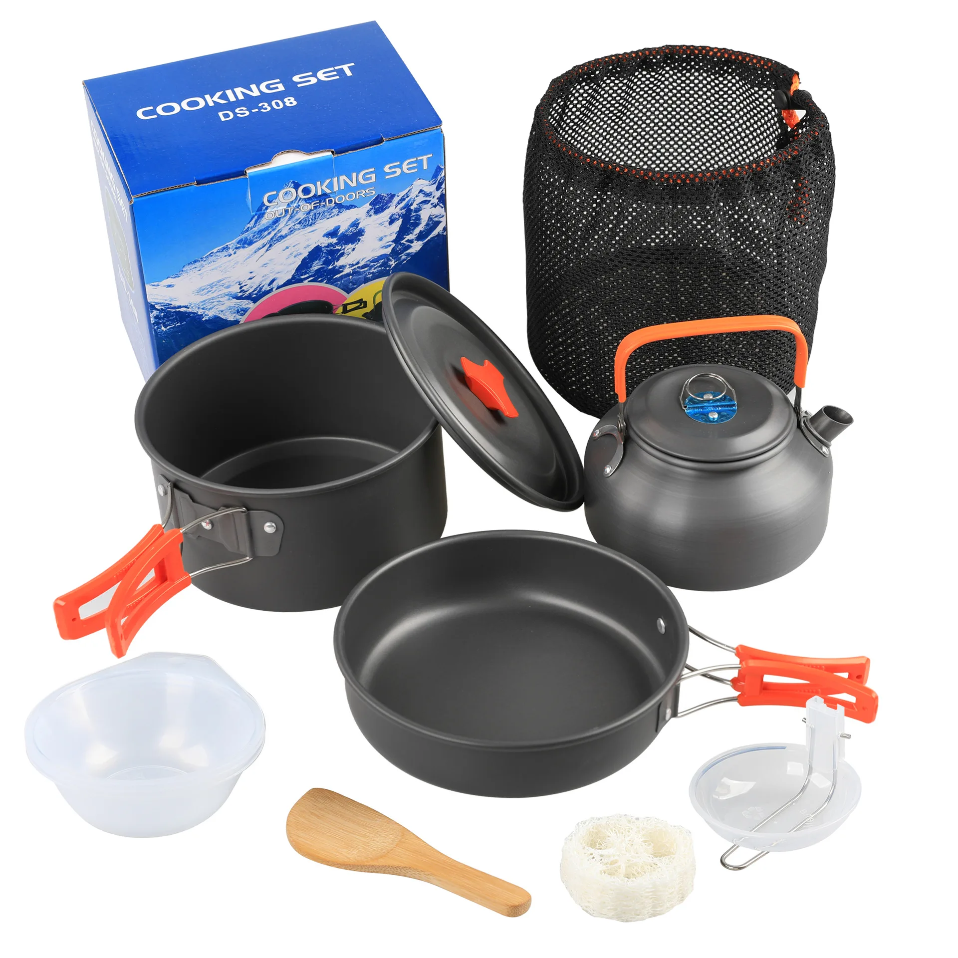 Camping Cooking Pot Pan Kettle Set Alloy Cookware Set DS-308 Combine Set