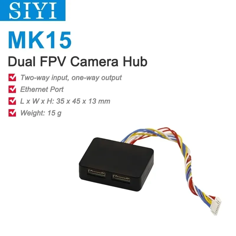 SIYI MK15 Dual FPV Camera Hub 2-Way Input 1-Way Output Ethernet Port 15g Light Module SIYI MK Series UAV FPV Image Transmission
