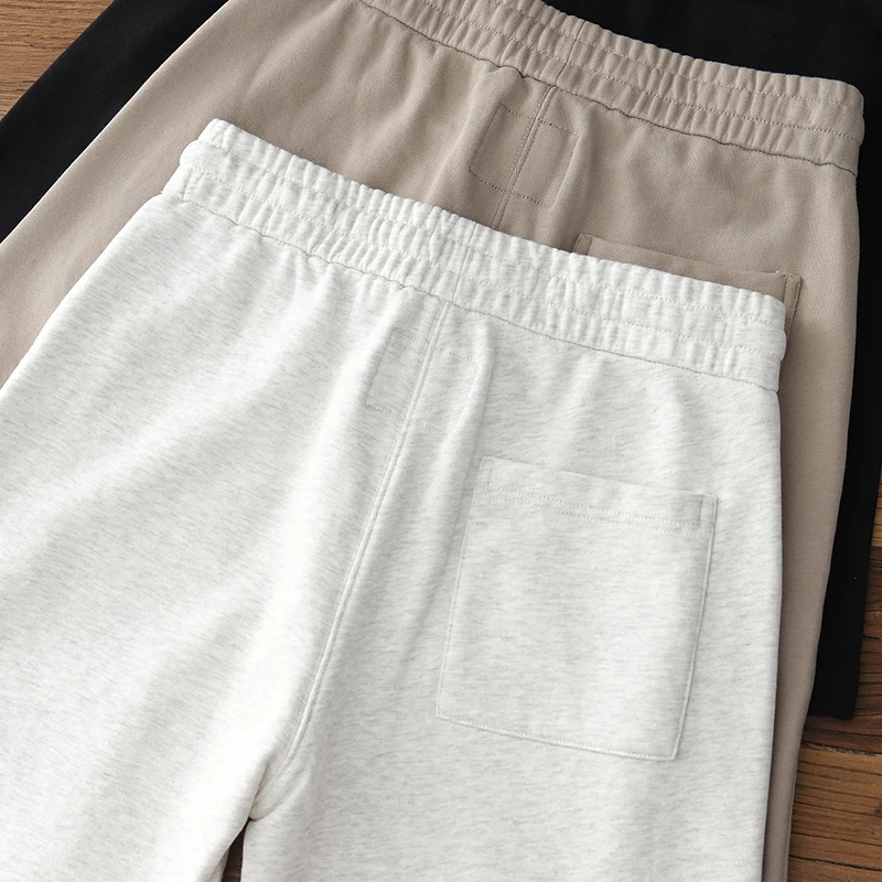 الصيف الرجال محبوك القطن orts مرونة الخصر الثقيلة الجانب سستة عادية رياضة خمسة أرباع طول Sweatpants مستقيم الساق