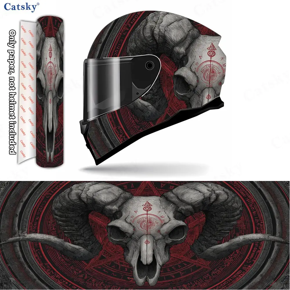 

Gothic Goat Head Print Helmet stickers , PVC Material Multifunctional Helmet Stickers, Scratch-Resistant & Fade-Proof, Easy to S