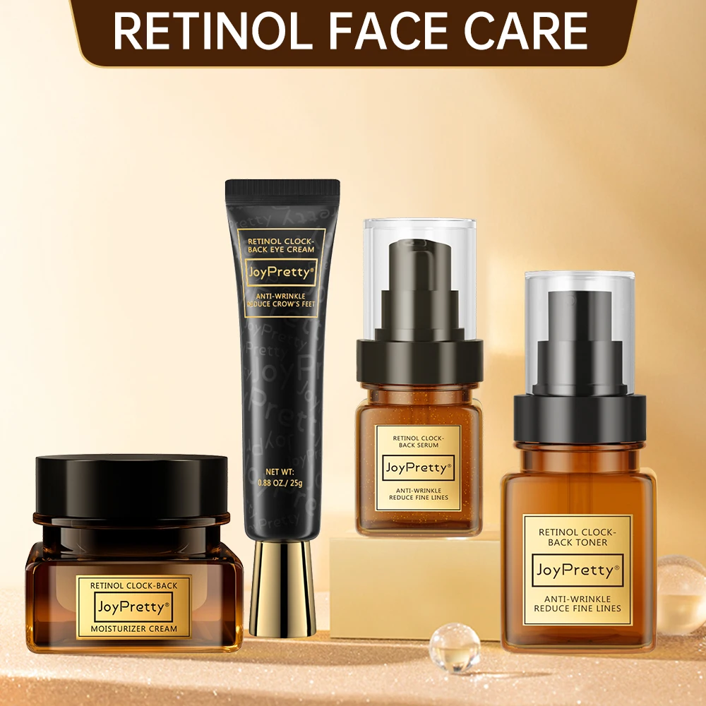 Retinol Face Wrinkle Remover Skin Care Set Anti-Aging Eye Cream Serum Toner Nourishing Fade Fine Lines Facial Skincare Kit