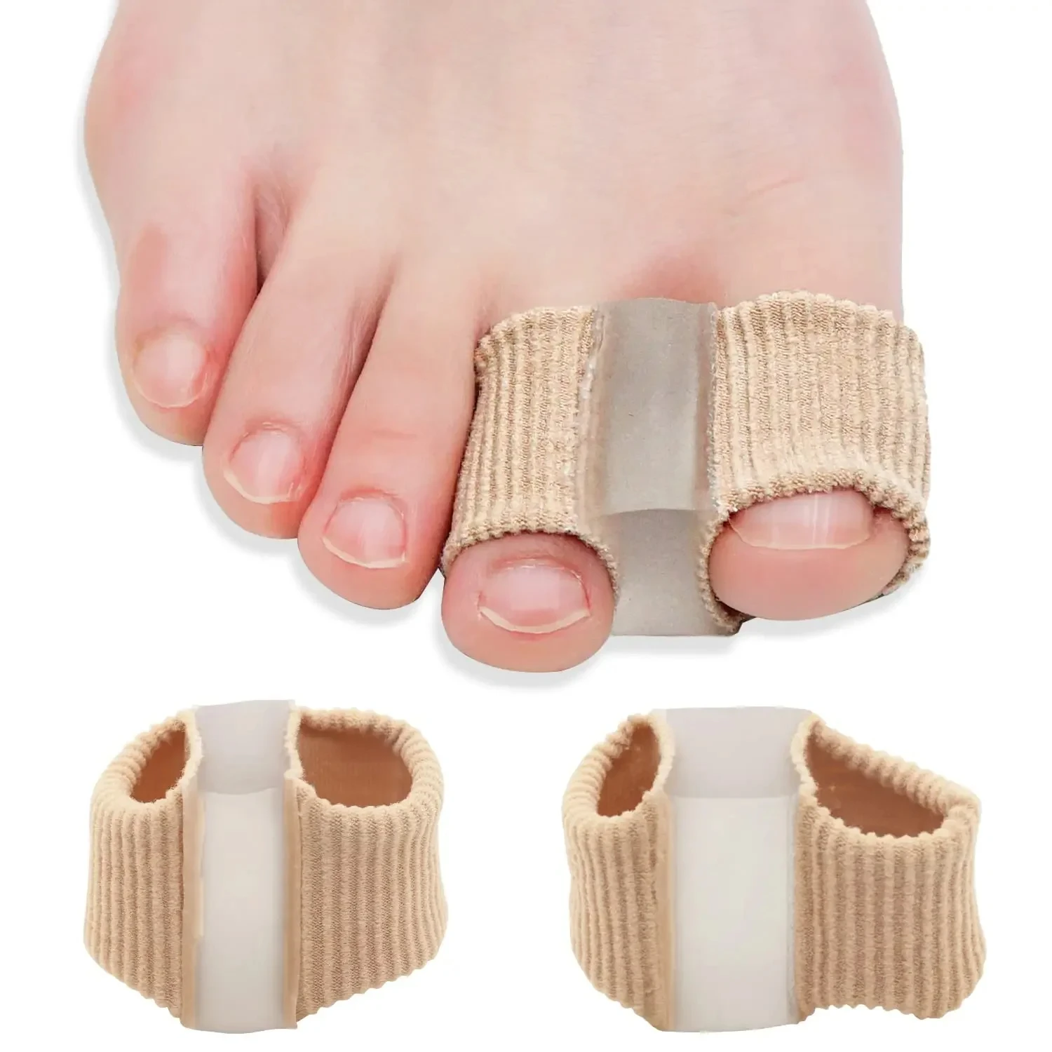 

Gel Bunion Separator W/Fabric Lining for Big Toe,Silicone Toe Spacers Breathable Toe Corrector Protector for Overlapping Toes