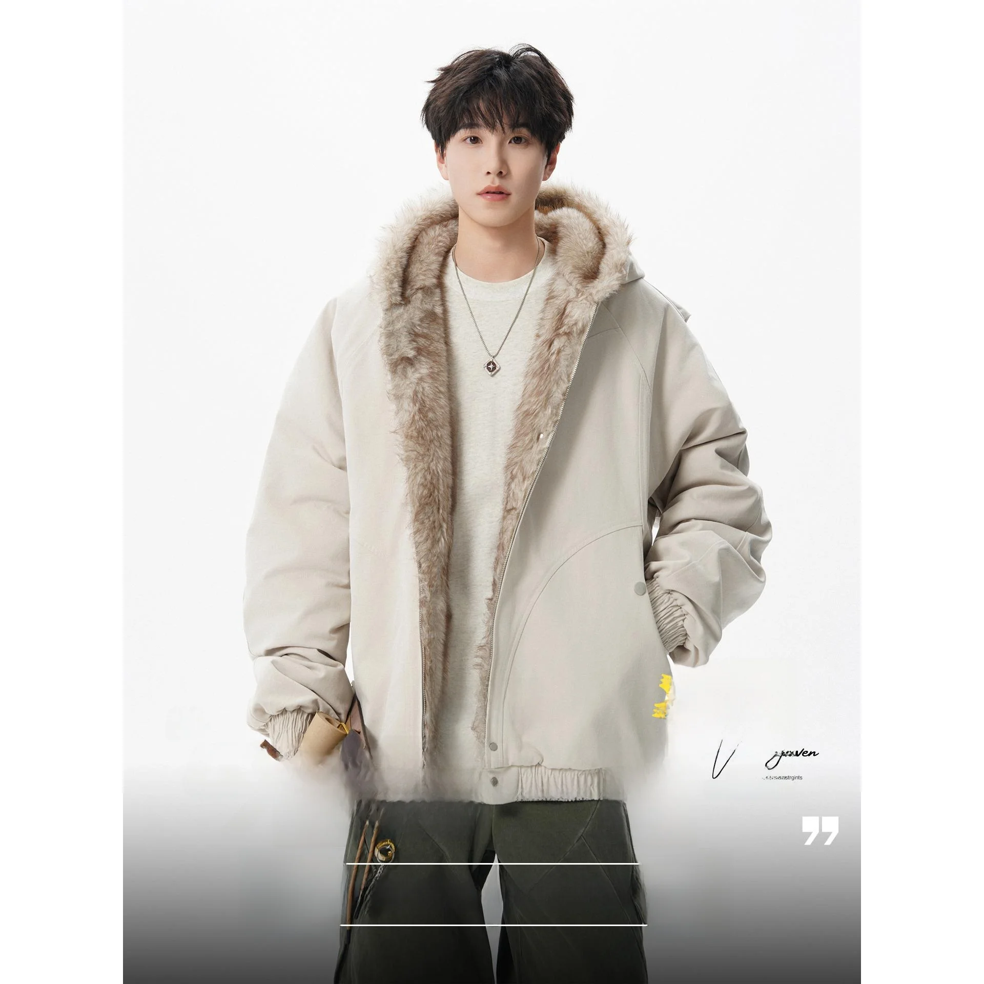 

Мужская хлопковая куртка American Sle Heavyweight с меховым воротником и капюшоном, 3D-дизайн Mountain Eagle, верхняя одежда