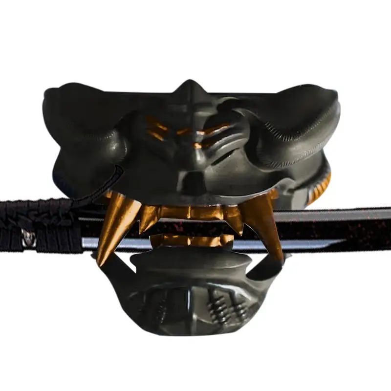 Oni Katana Mask Wall Holder Wall Mounted Rack Japanese Black SamuraiSword Display Stand Katana Support Wall Mount Rack