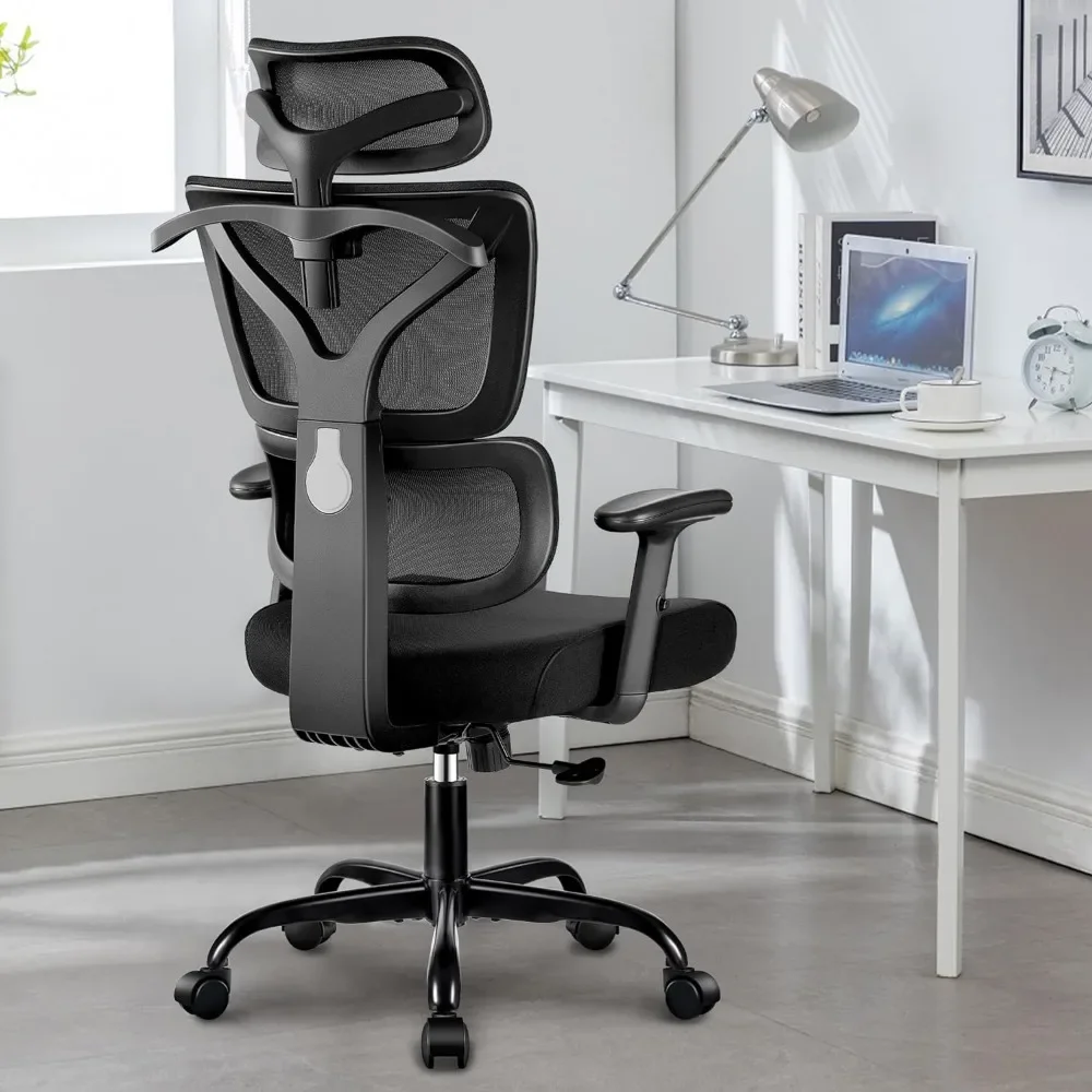 

Office Chair with Adjustable Lumbar Support& Armrests, High Back Ergonomic Desk Swivel Chairs with Breathable Mesh, Office Chair