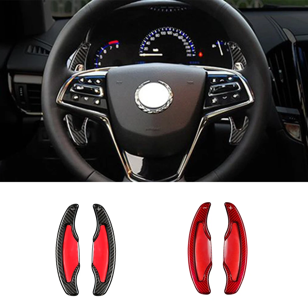 

2Pcs Real Carbon Fiber Car Steering Wheel Shift Paddle For Cadillac XT5 CT6 ATS-L Paddle Shifter Extension