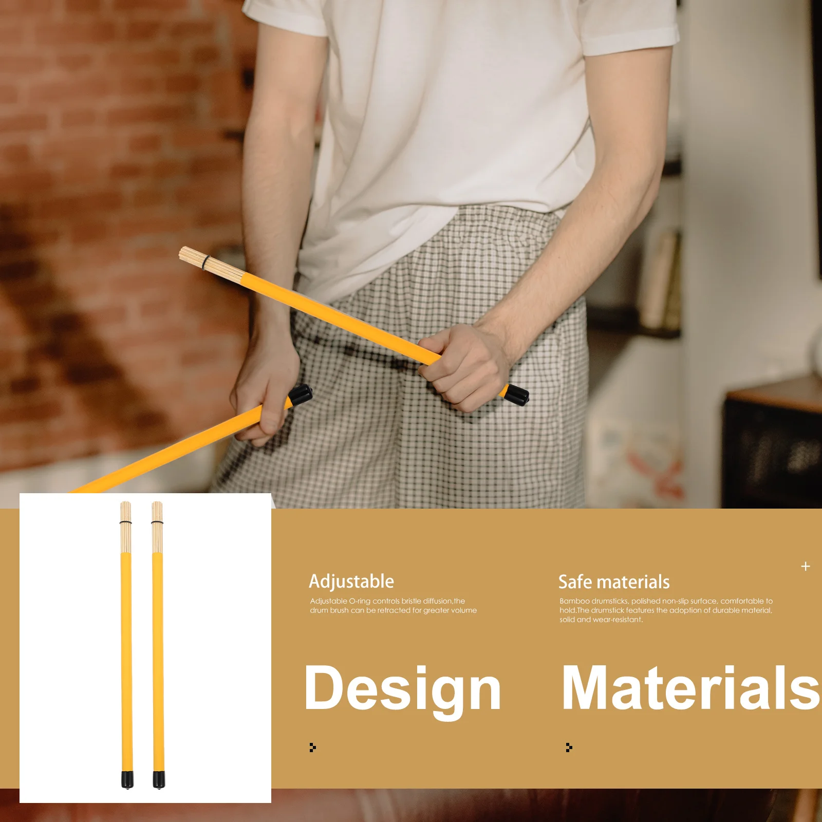 

Drum Stick Bamboo Rod Percussion Instrument Accessory Professional Drumsticks Durable Material Excellent Sound Long Lifespan