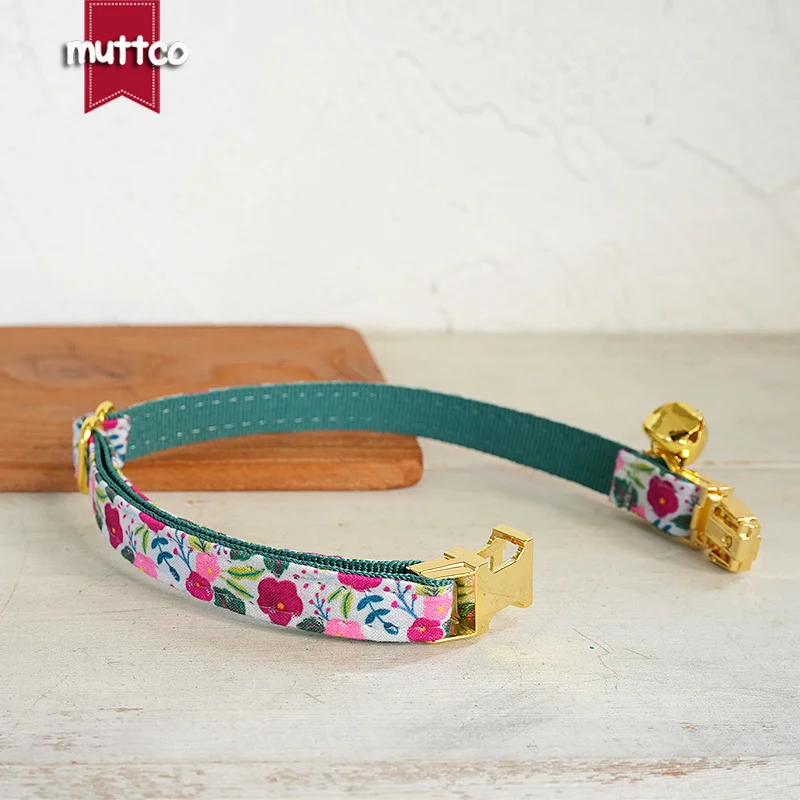 MUTTCO Retail Beautiful Flower Pattern Design Handmade BRIGHT ROSE GARDEN collar Unique Design Cat collar 2 size UCC150