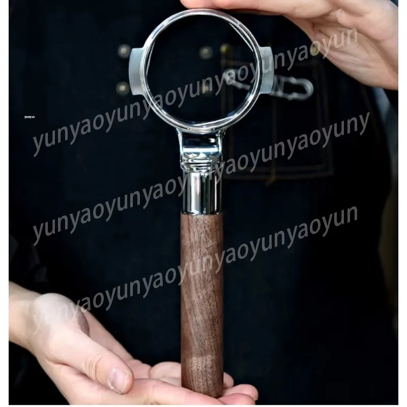 Bottomless Handle for Espresso Extract (Flat E61, 58mm) - Walnut, Fits Hot Mom Machines, Enhances Brewing