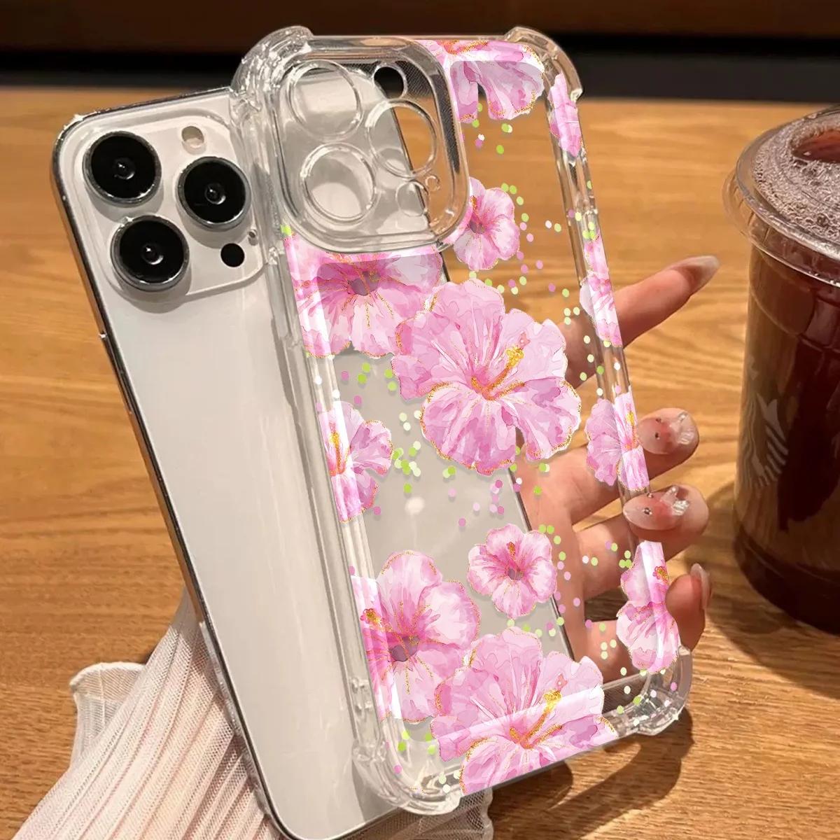 Phone Case For Samsung Galaxy A56 A57 S24 S26 S25 Plus S23 Ultra A17 A27 A55 A37 Bumper Aesthetic Hibiscus Gold Foil Dot  Cover