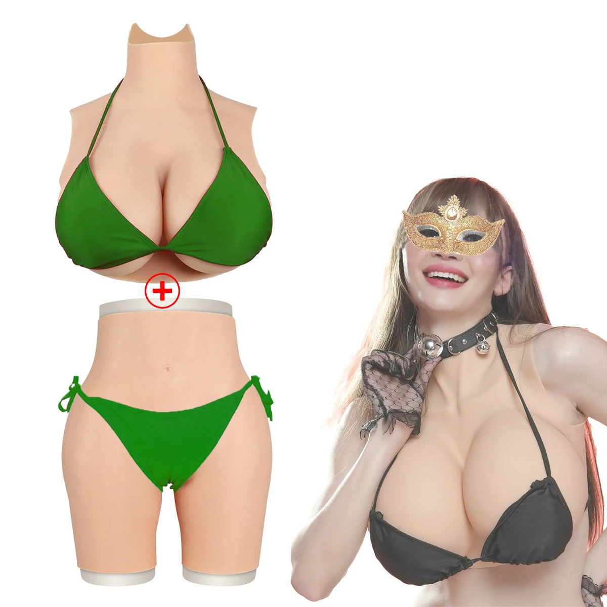 Huge Breast Forms Silicone Pads Buttocks Hips Enhancer Body Suit Realistic Crossdresser Fake Boobs Simulate Pants Cosplay Sissy