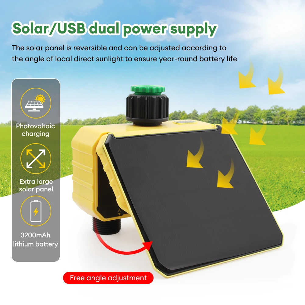 Dual Zone WIFI Solar Irrigation Timer Smart APP Control Automatic Irrigation System Outdoor Water Timer Garden Watering Tool