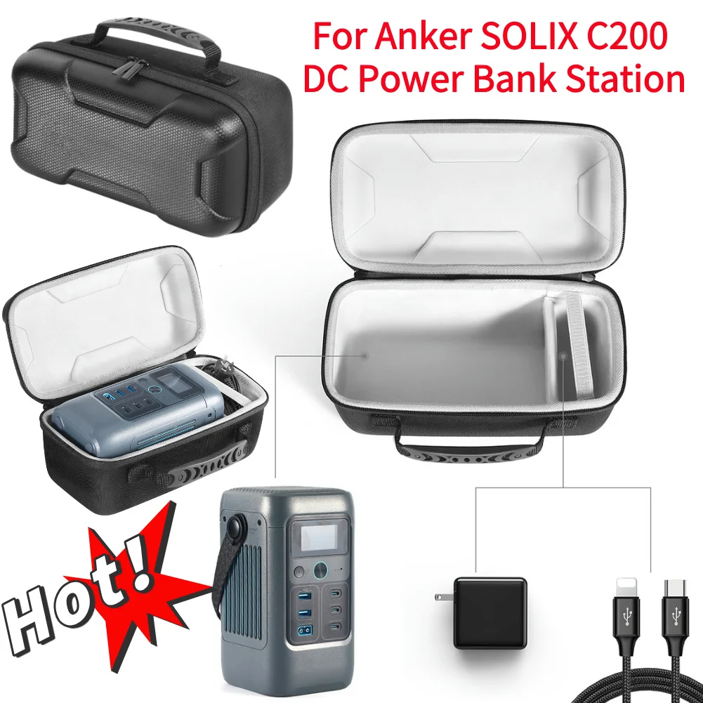 

Case Carrying Bag For Anker SOLIX C200 DC Portable Power Station Storage Bag EVA Travel Case Portable Protective Bag waterproof