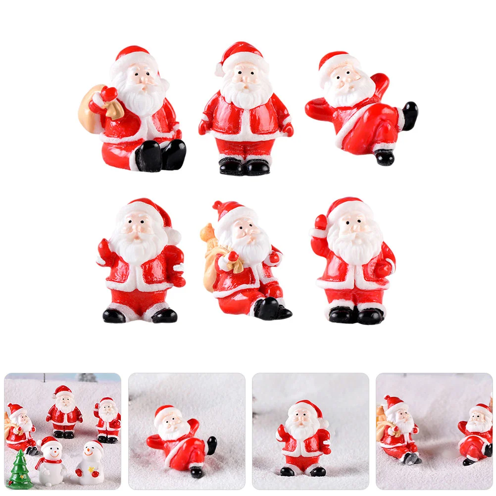 

6 Pcs Christmas Micro Landscape Winter Decor Miniature Ornaments Snowman Figurines Resin Nativity Decoration