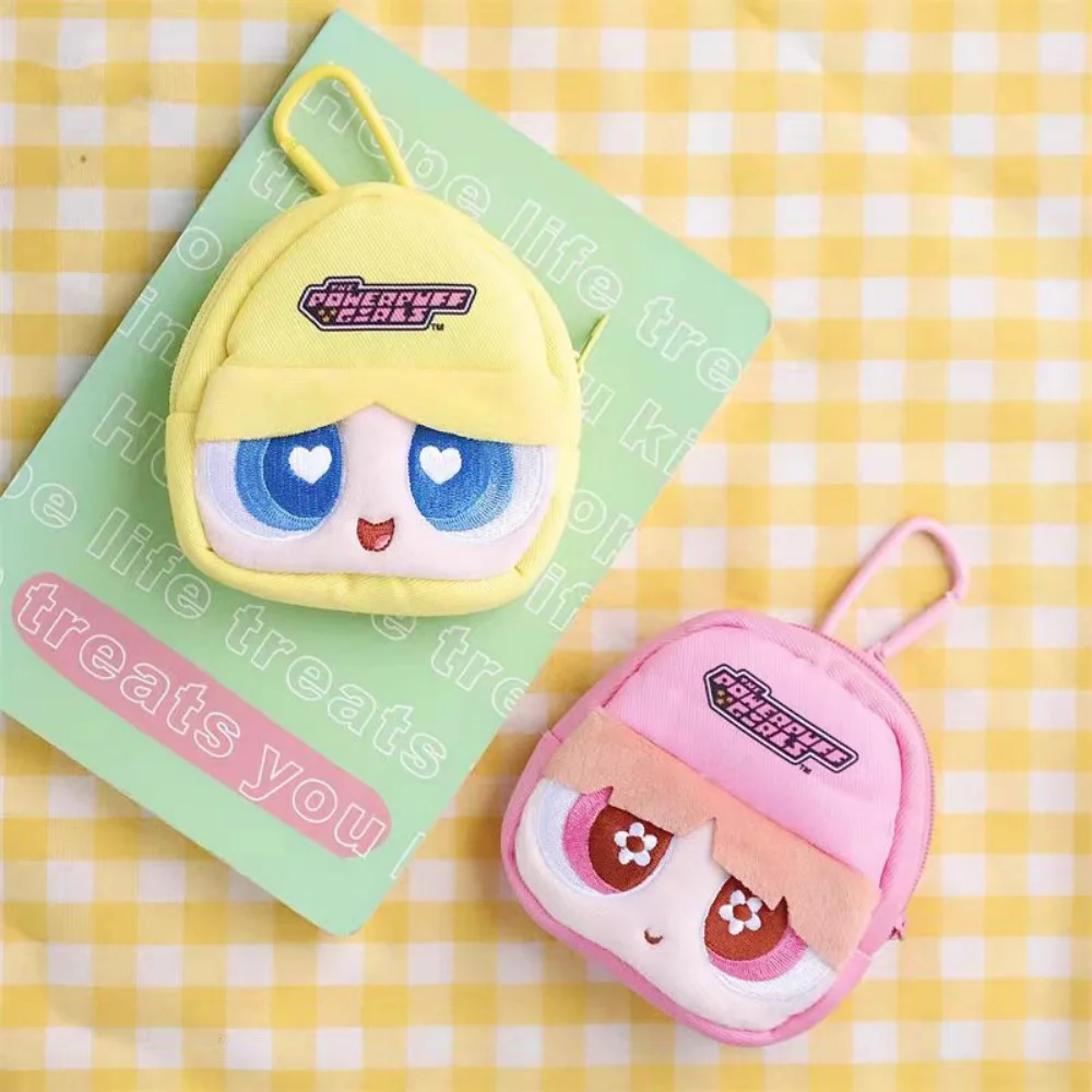 Genuine Powerpuff Girl Cartoon Mini Coin Purse Kawaii Blossom Bubbles Buttercup Girly Style Headphone Charging Cable Storage Bag