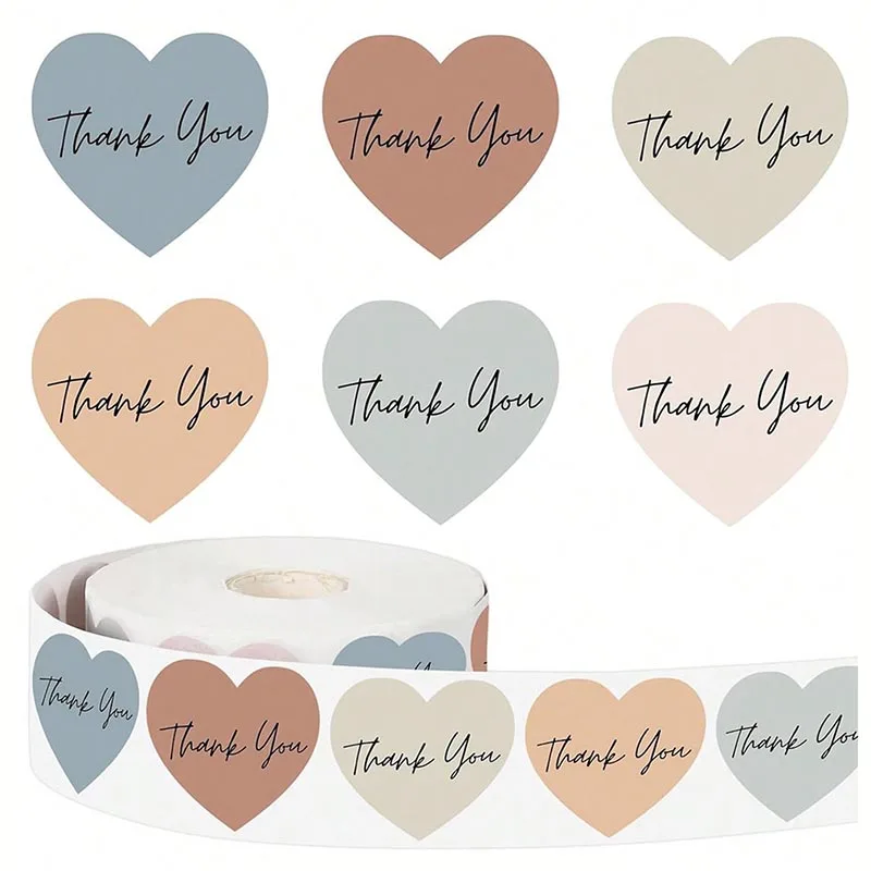 

100-500pcs Round Labels Paper Thank You Sticker Dragees Candy Bag Flower Kids Gift Box Cake Boxes and Packaging Wedding Stickers