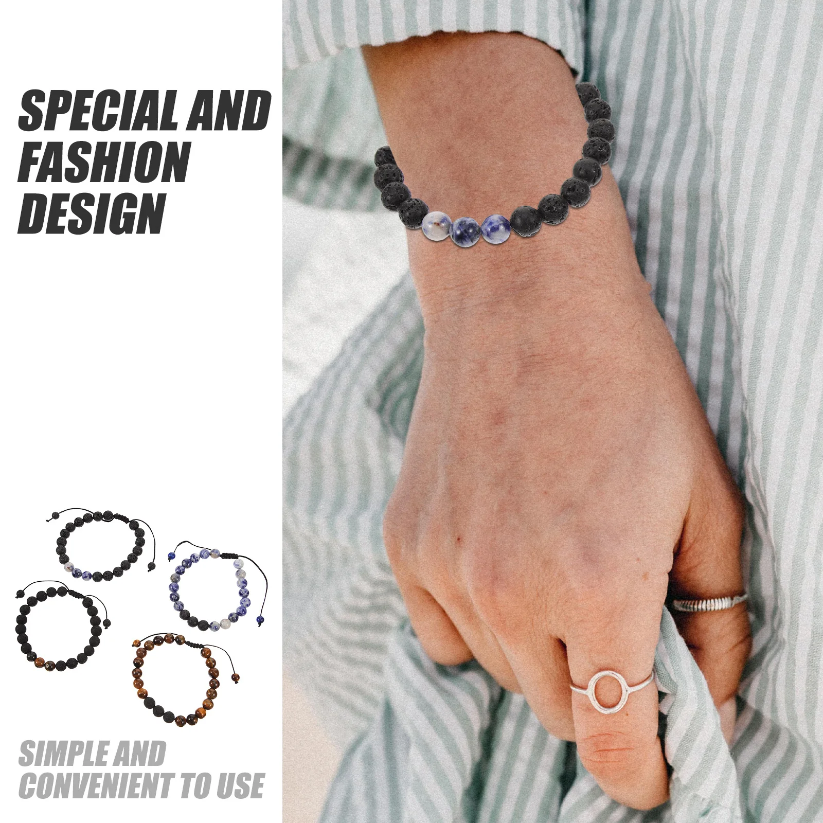 

4Pcs Men Woven Bracelets Adjustable Unisex Braided Wrist Decor Jewelry Gift Chic Style for Daily Wear Travel Parties