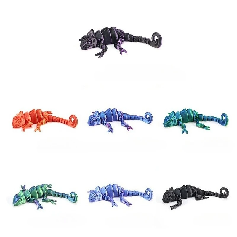 ใหม่ตลก 3D พิมพ์ Lizard Joint Movable จําลองสัตว์น่ารักของเล่นเด็กของเล่นเดสก์ท็อปเครื่องประดับตกแต่งของขวัญ