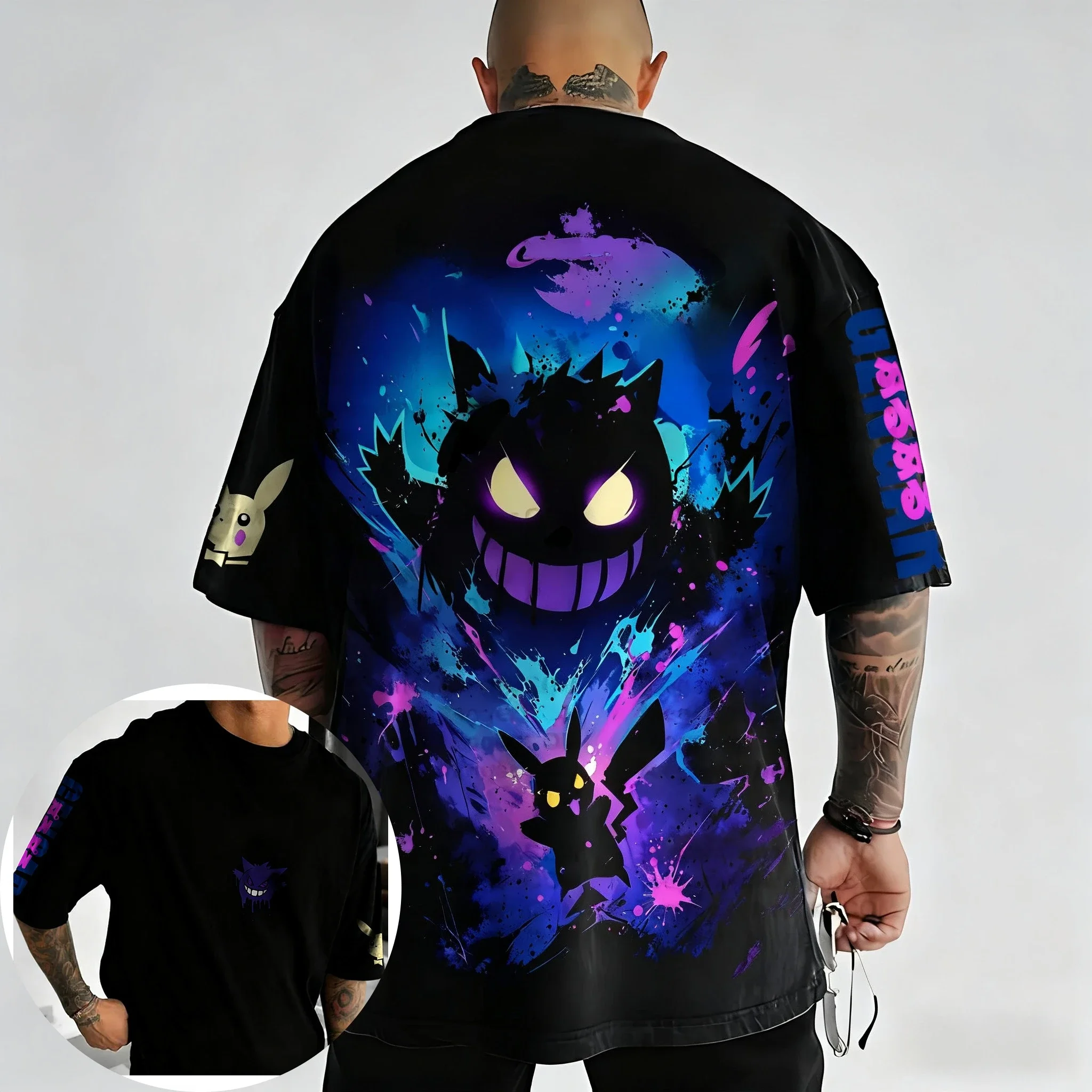 Camiseta de marca Pokémon Anime Co, novedad de verano 2025, camiseta de manga corta holgada informal de estilo americano con estampado de Pikachu para padres e hijos
