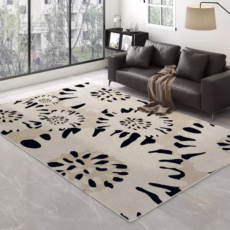 

Flower Pattern Living Room Rugs Retro Creative Graphic Bedroom Bedside Carpets Easy Care Non-slip Large Area Decorative Home Rug