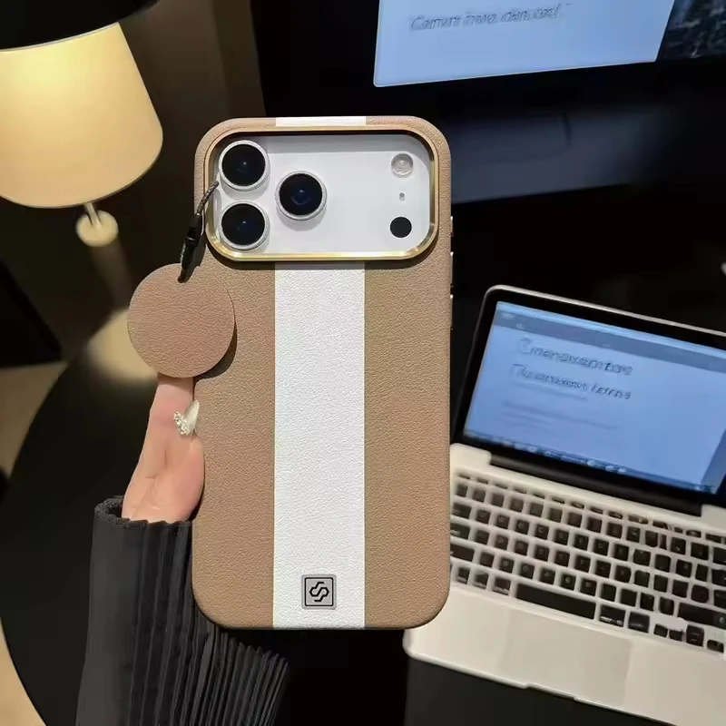 Für IPhone 17 Pro Max Fall Business PU Leder Luxus Stoßfest Telefon Abdeckung Für IPhone Air 16 15 14 13 für Magsafe Magnetische Kappe