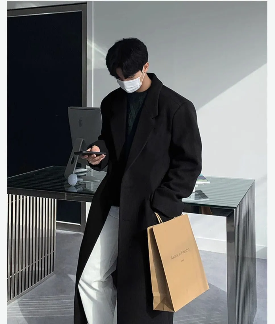 

Мужской свитер из шерстяной смеси с V-образным вырезом, с присборенными рукавами, свободного кроя, объемный, просторный, вместительный, из фактурного войлока