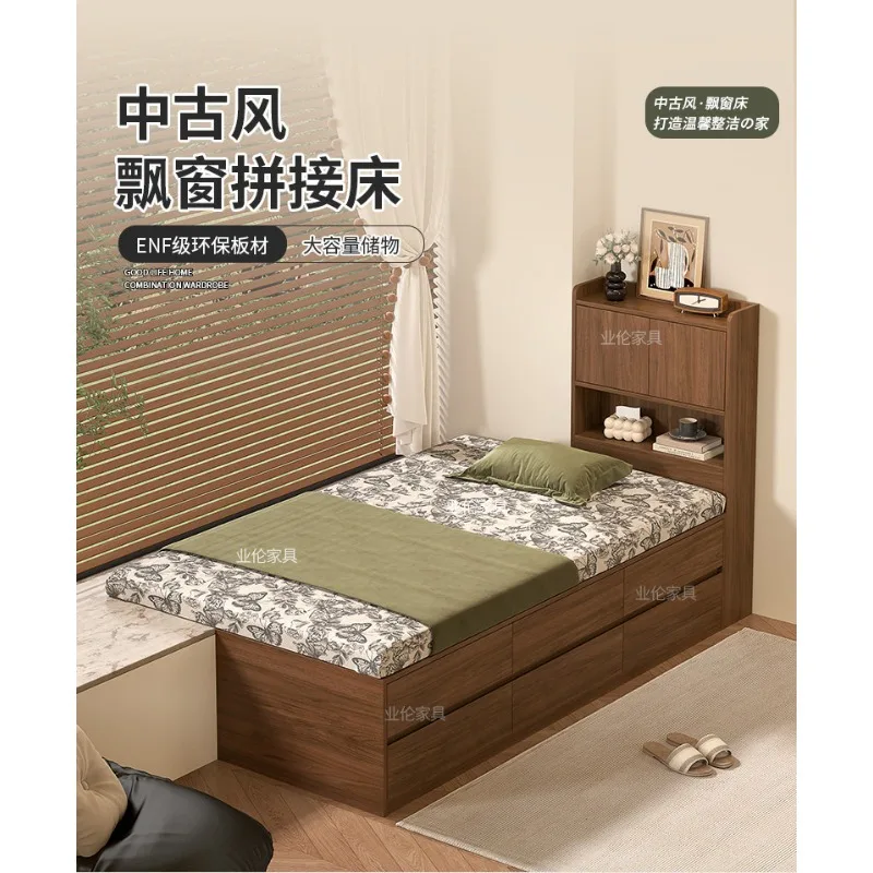 Medieval half bay window half bed bay window splicing bed small apartment window sill renovation tatami storage bed TT14